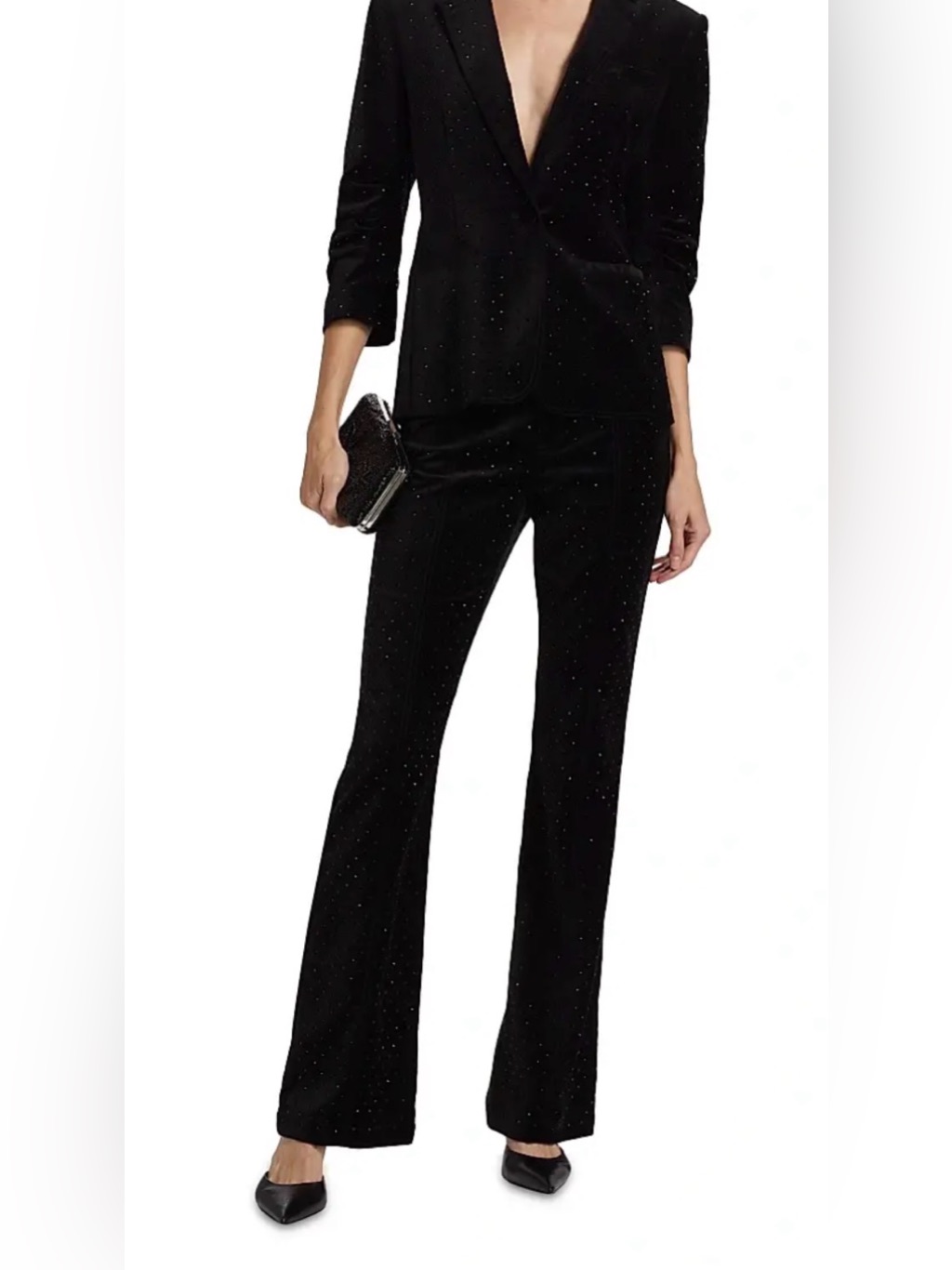 Cinq A Sept Women's Ditsy Shailene Sequined Velvet Pants - Black